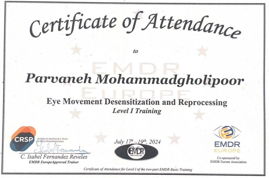 مدرک بین المللی دوره EMDR Europe سطح دو/ آموزش پایه توسط پروفسور ایزابل فرناندز